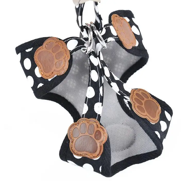 Cartoon Dot Pet Dogs Cloth Chest Harness Leads Soft Dog Chain Adjustable Pattern For Pets Leash | Дом и сад