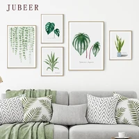 minimalist poster green plant canvas painting living room wall art scandinavian style poster and print home decor