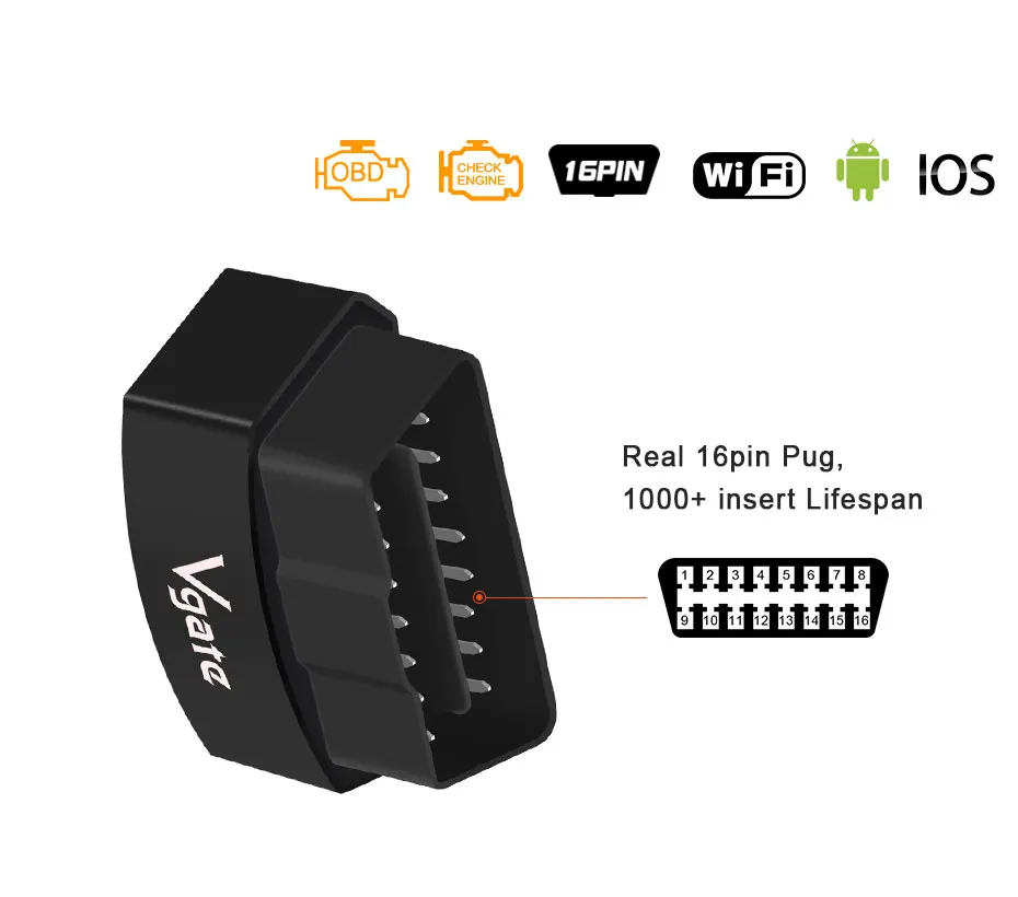 Vgate iCarPro Wifi OBD2 считыватель кодов ELM327 v2.1 диагностический инструмент поддерживает все протоколы obd2 режим автоматического сна и 3 мА низкая мощность