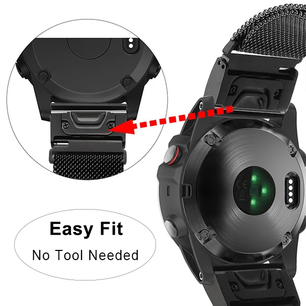 26 мм быстро и легко подходит Миланский ремешок для наручных часов Garmin Fenix 5X/5X Plus/Redmi 3/3 HR Нержавеющая сталь ремешок для наручных часов магнит Ремешок Браслет