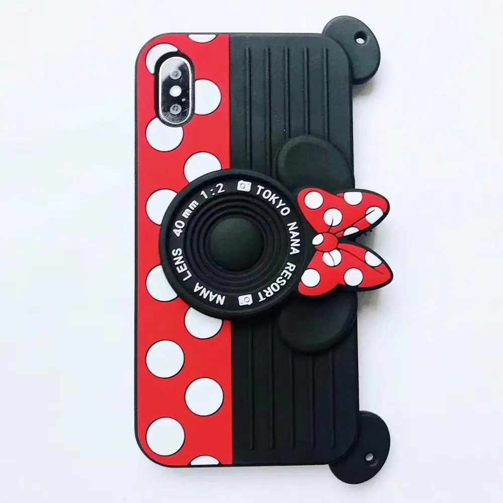 Camera Minnie Мягкая силиконовая задняя чехол для iPhone 5 5S SE с 3D рисунком Милого Животного кота 5C 6 6s X XR Xs Max 7 8 Plus чехол для телефона Fundas Coque Capa - Цвет: Camera Minnie