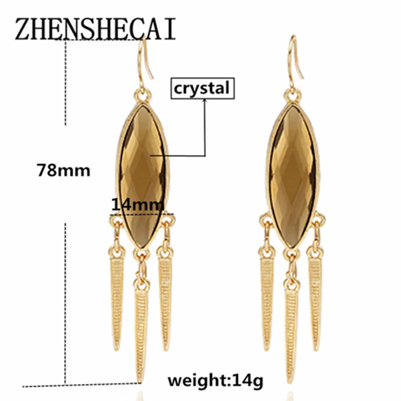 Массивные металлические длинные серьги с кисточками для женщин золотого цвета