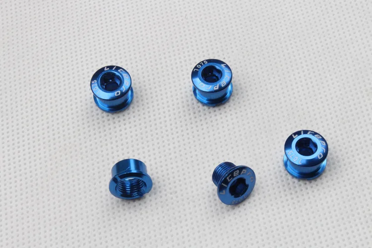blue double chain 5 шт. велосипедная кривошипная цепь болт колеса 7 цветов для Brompton складной велосипедный шатун винт BMX MTB цепное кольцо болты - Цвет: blue double chain
