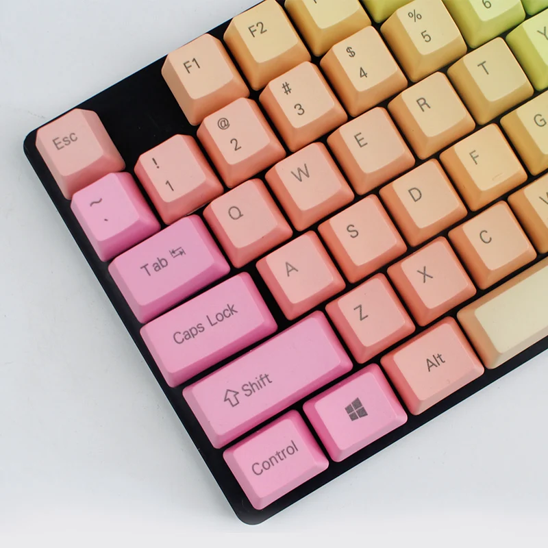 Пустые pbt колпачки для ключей с боковой печатью подсветкой Doubleshot Радужный