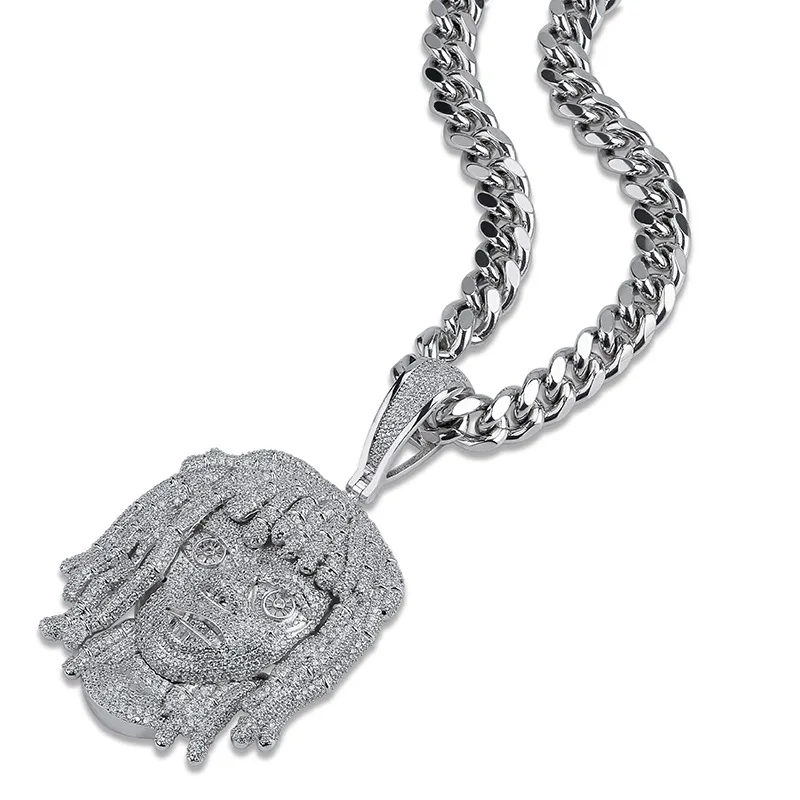 Ожерелье с подвеской Iced Out, Новое поступление, кубический цирконий ААА, большой размер, мужское ожерелье, модные ювелирные изделия в стиле хип-хоп