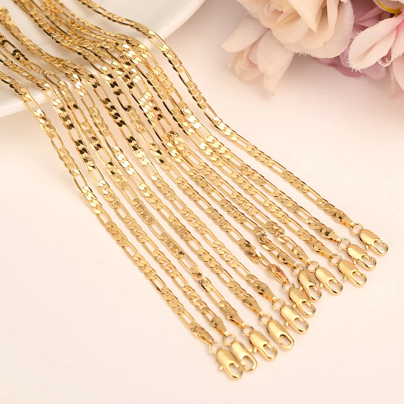 

Bangrui 3mm 4mm 5mm 6mm 7mm 9mm 10mm Width Fashion Classic gold Color figaro Chain link chain Necklace bracelet men Jewelrygift