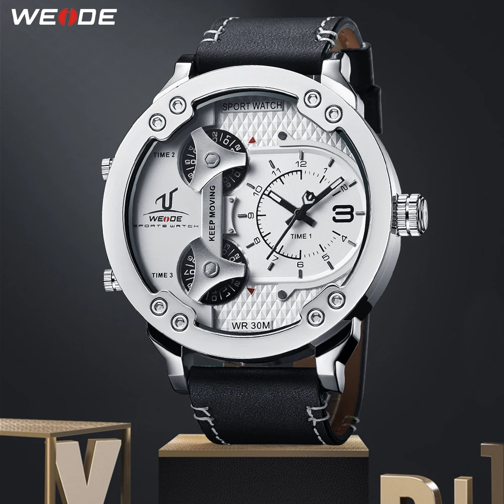 

WEIDE Brand Mens Sports Watches Analog Quartz Movement Genuine Leather Strap Band Relogios masculino Drop Ship relogio masculino