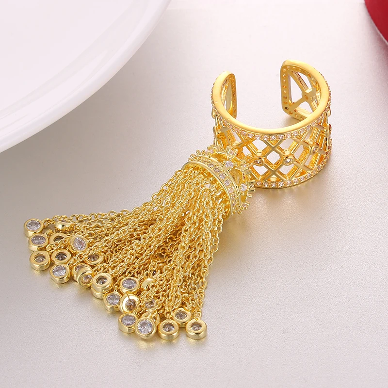 Yellow Gold LXOEN, модные кольца с короной королевского дворца для женщин, инкрустация кубическим цирконием, роскошные вечерние кольца, лучший подарок, ювелирные изделия, Bague Femme - Цвет основного камня: Yellow Gold