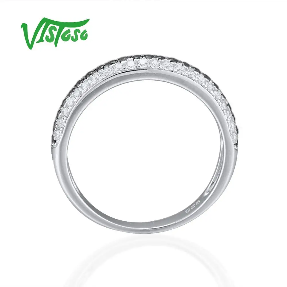 VISTOSO 925 пробы Серебряные кольца для Для женщин кольцо вечерние помолвки свадьбы