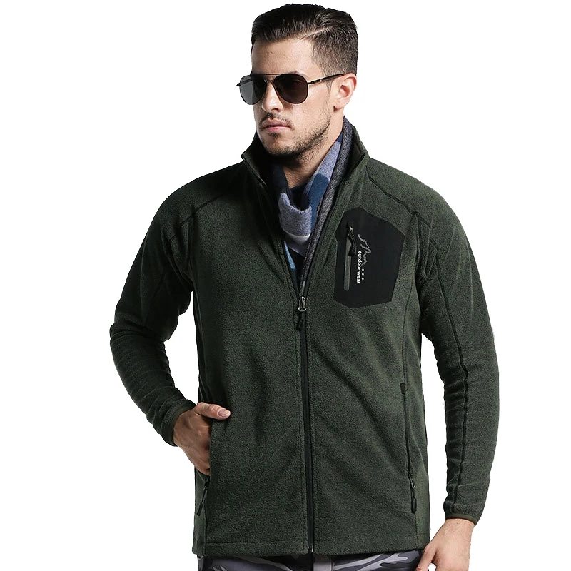 Новинка мужское тепловое флисовое пальто с длинным рукавом на молнии|Походные