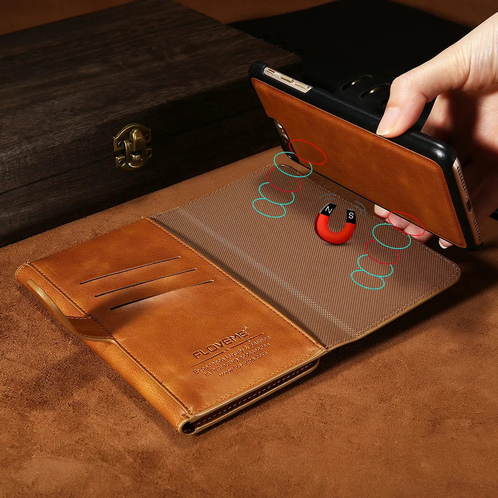 Чехол книжка FLOVEME из искусственной кожи для iPhone 6 6S Plus|Чехлы-портмоне| |