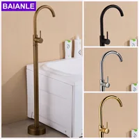 Sitting Antique Brass Hot and Cold Bathroom Freestanding Bathtub Sink Mixer Faucet-Single Handle Tub Faucet
