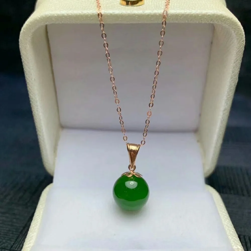 SHILOVEM 18k желтое золото Настоящая Натуральная Зеленая яшма кулоны классические