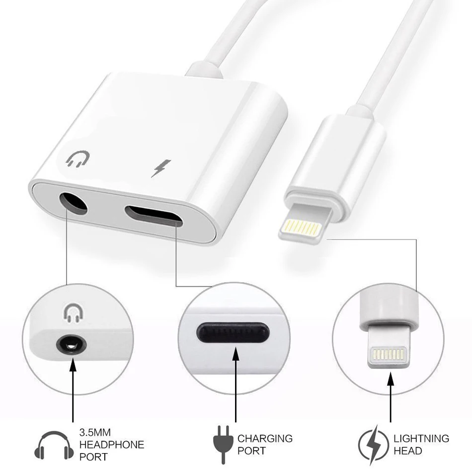 JKING 2 в 1 зарядное устройство с интерфейсом Lightning адаптер для прослушивания iphone X 8
