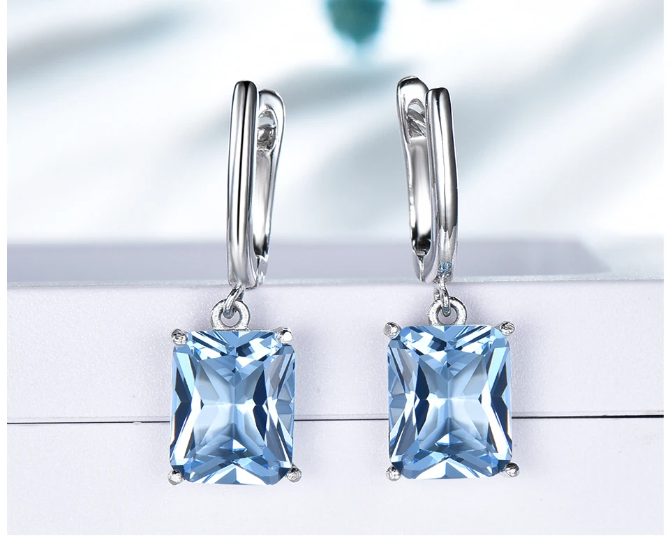 UMCHO Nano Blue Topaz Висячие серьги для женщин из натуральной 925 пробы серебра Романтические Свадебные обручальные драгоценные камни хорошее ювелирное изделие подарок