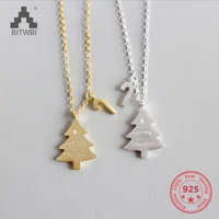 100 s925 sterling silver christmas tree pendant necklace charms fashion jewelry gift for women