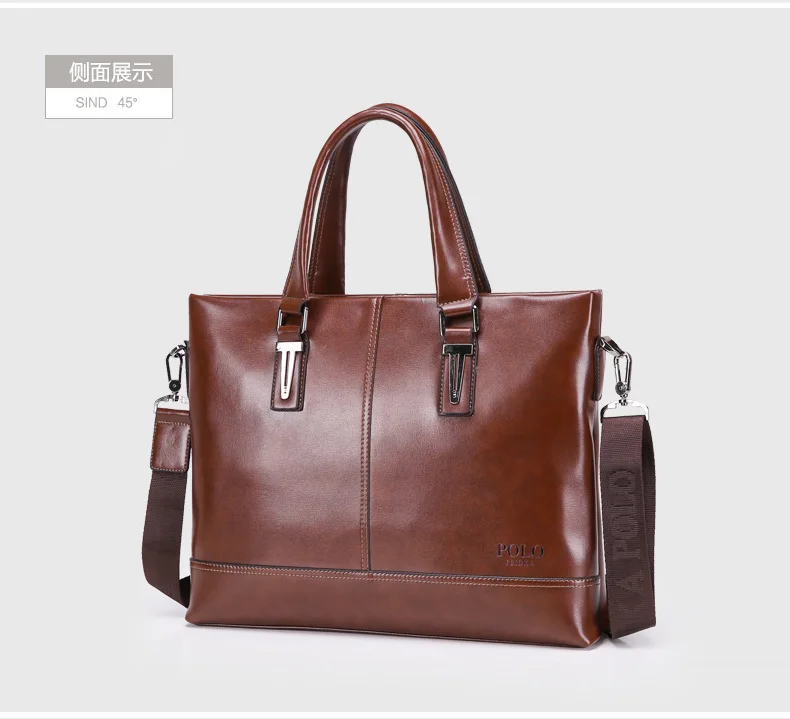 2016 мода мужская натуральной кожи портфель брендов-поло свободного покроя бизнес