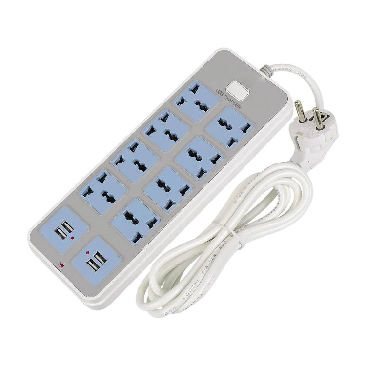 white Умный блок питания 10 A быстрая зарядка 4 USB удлинитель 8 стандартный гнездовой адаптер UK EU - Цвет: white