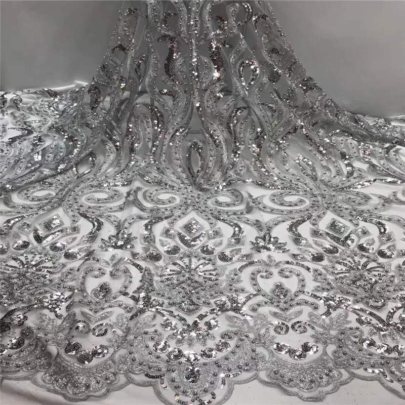 

2019 Latest Nigerian Tulle Laces Fabrics High Quality African Laces Fabric For Wedding African French Tulle Lace with Sequins