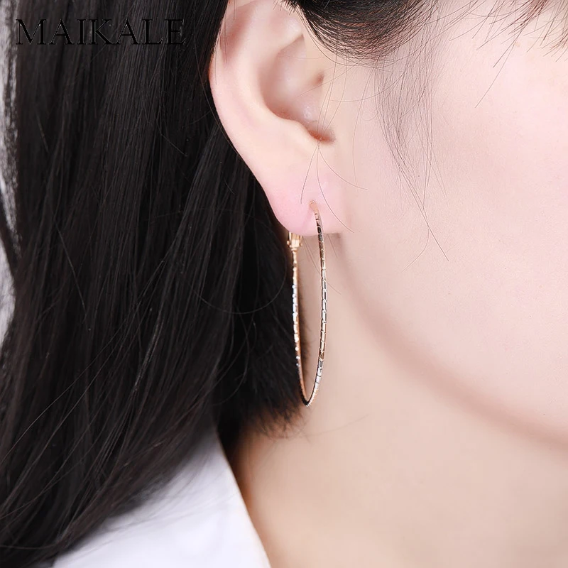 MAIKALE Simple Big Hoop Earrings Gold/silver Color Plated Metal Large Round Circle Earrings for Women Accessories Jewelry Gifts