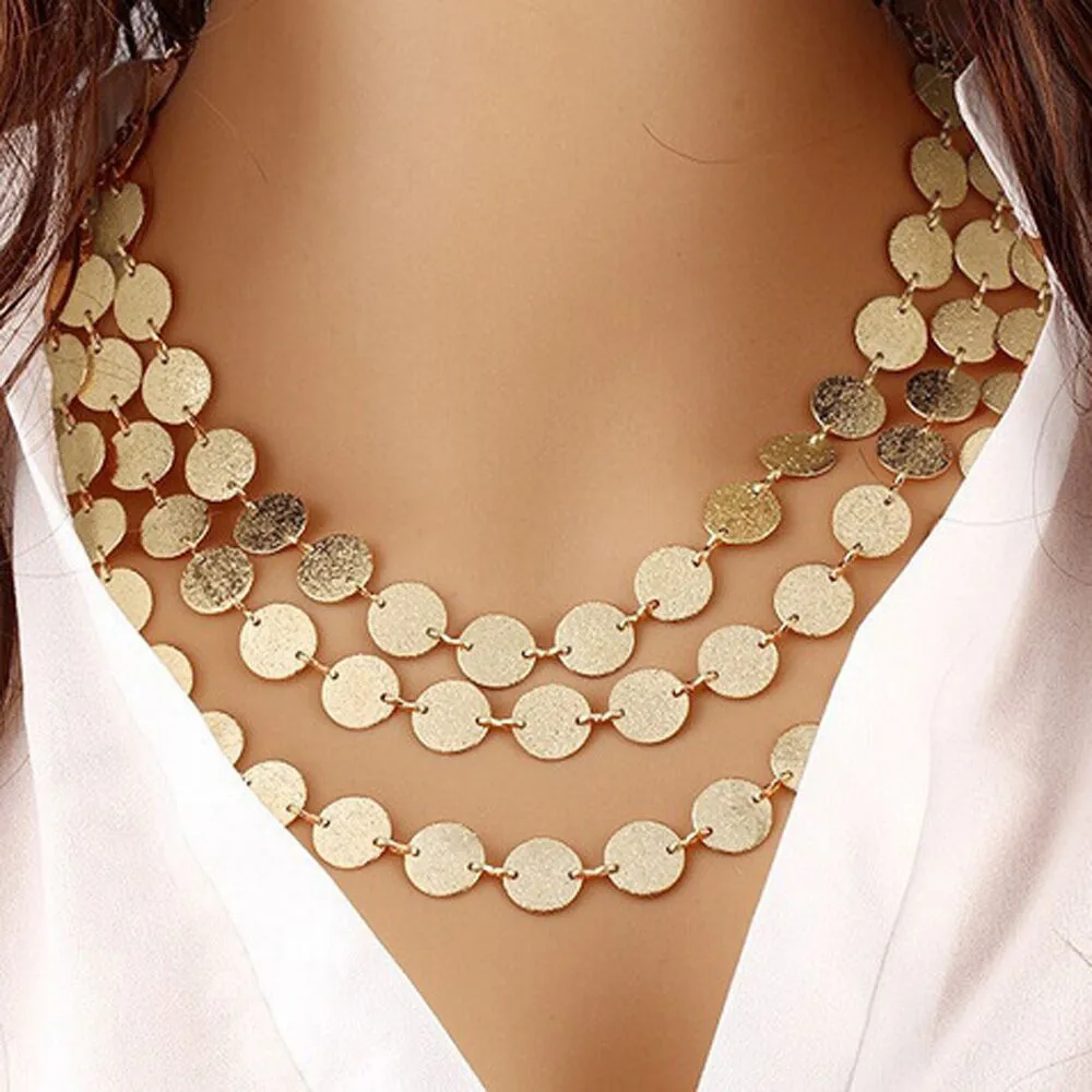 Bijoux Femme колье золотого и серебряного цвета многослойный с блестками нагрудник