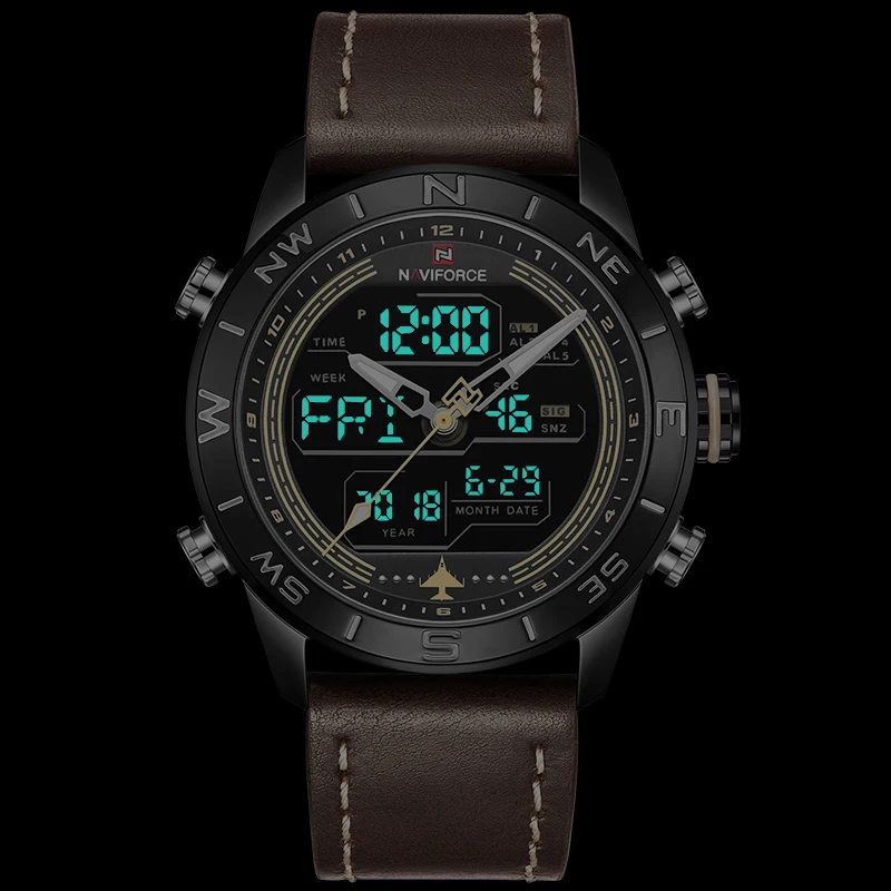 Часы NAVIFORCE мужские спортивные армейские в стиле милитари кварцевые аналоговые