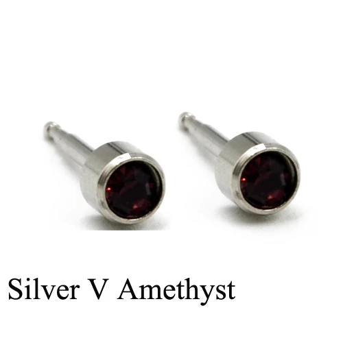 Silver V Amethyst Пара 16 г 24 К Золотое покрытие и серебро смешивать свой камень цирконий драгоценный камень уха шпилька спираль трагус серьги, Надеваемые На ушной хрящ прибор для пирсинга ювелирные изделия для тела - Окраска металла: Silver V Amethyst