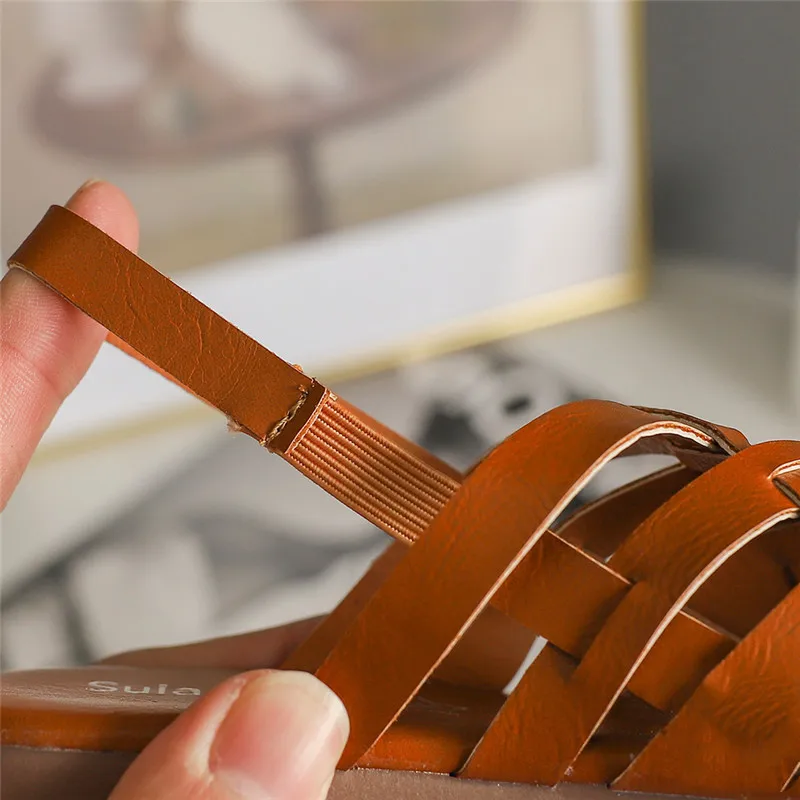 Сандалии в римском стиле для девочек модные босоножки из мягкой кожи с ремешком