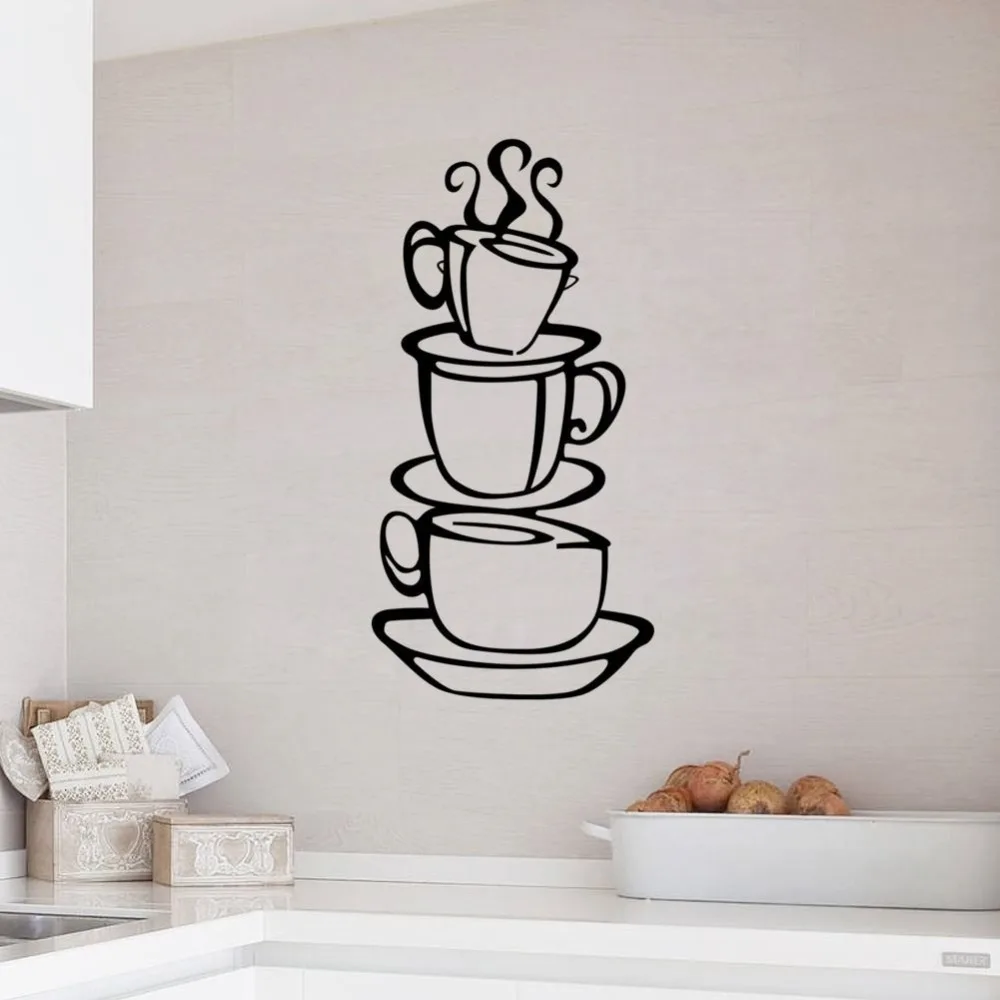 Съемный Кухня украшения Стикеры Кофе чашки кафе Чай стены Настенная Наклейка для