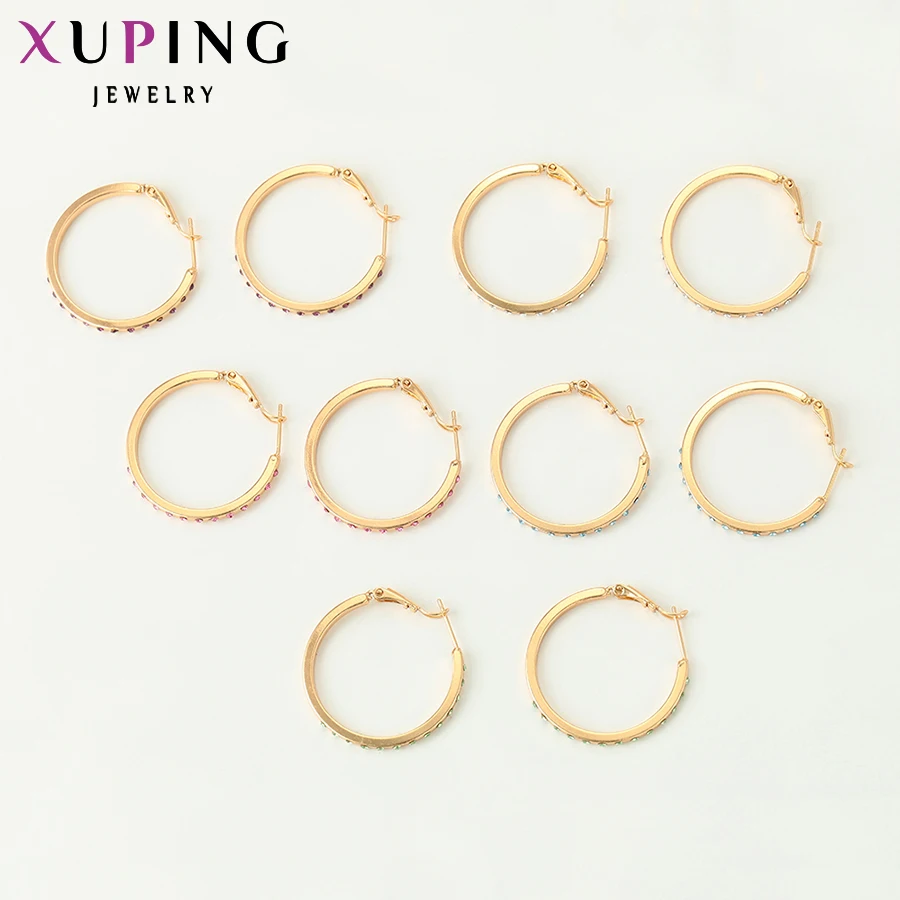 Xuping модные красочные серьги-кольца, стразы, ювелирные изделия для женщин, подарки на день Святого Валентина S110, 2-96903