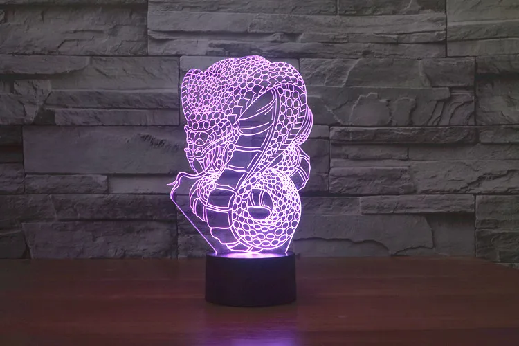 Кобра настольная лампа 7 цветов Изменение Настольная 3d лампы Новинка