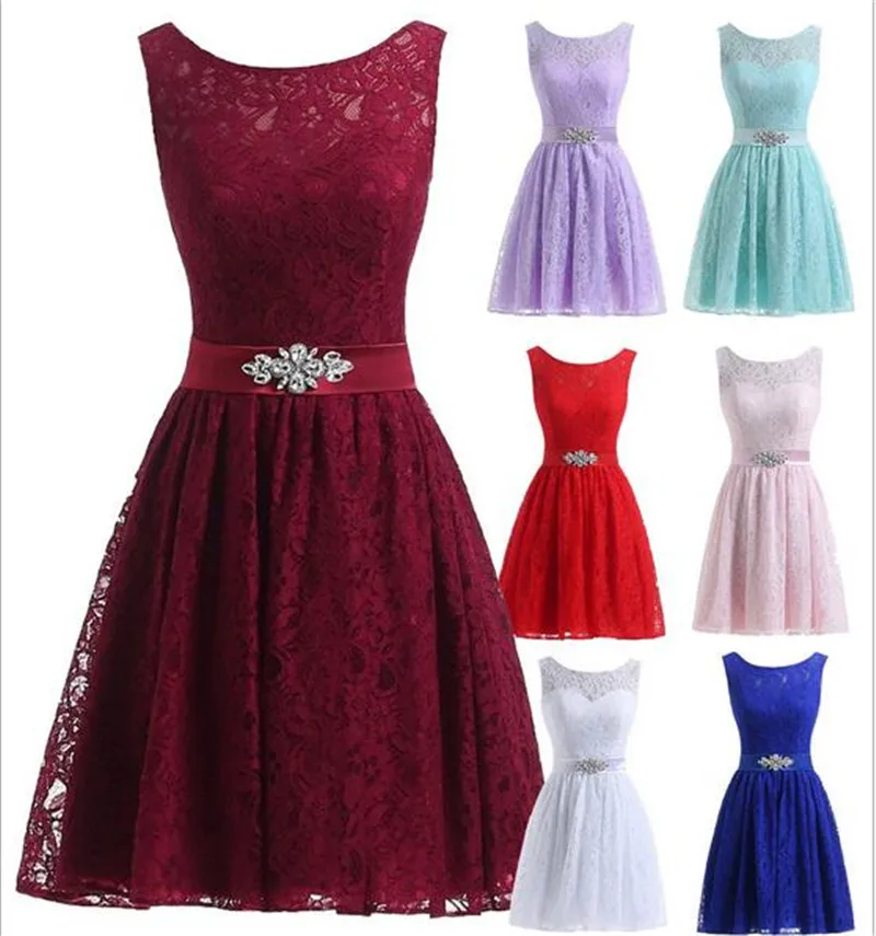 

Homecoming dresses Fashion Scoop Neck A line with sash lace light purple mint green white royal blue girls party wear costume