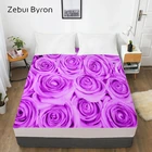 Простыня на резинке с 3D заказом, натяжная простыня QueenKing, наматрасник с фиолетовыми розами, простыня 200150160180x200, Прямая поставка