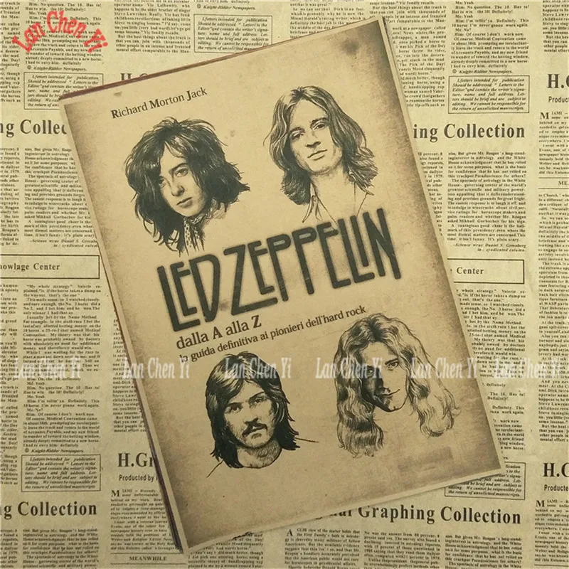Шоколад Led Zeppelin Рок-Группа Музыка крафт-бумага плакат Винтаж Высокое качество печати рисунок ядро декоративная живопись - Цвет: Шоколад