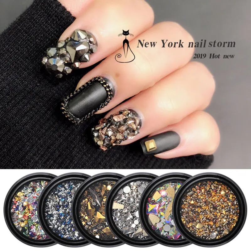 1Box Mixed Colorful Rhinestones For Nails 3D Chameleon Stones Gravel Glass Crystal Micro Beads Charm DIY UV Nail Art Decorations | Красота и