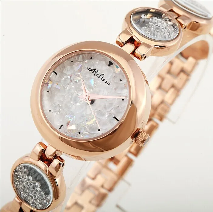 Часы женские кварцевые с подвижными кристаллами малый размер|montre femme|montre relojmontre