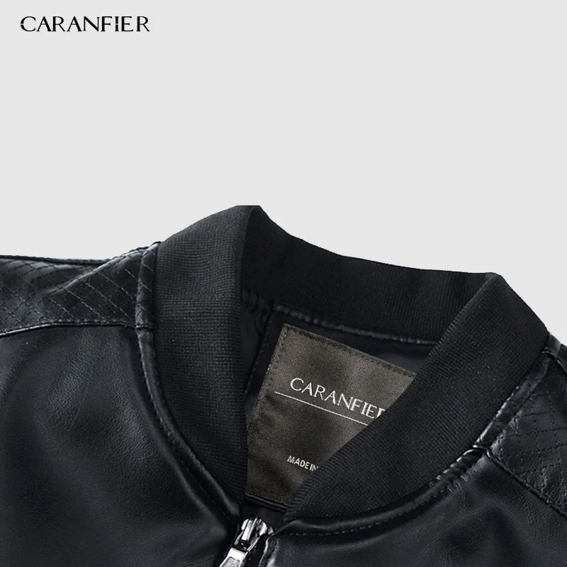 CARANFIER Мужские Кожаные Куртки из искусственной кожи, весенне-осенние тонкие пальто, байкерские панк брендовые мотоциклетные мужские классические куртки S-3XL