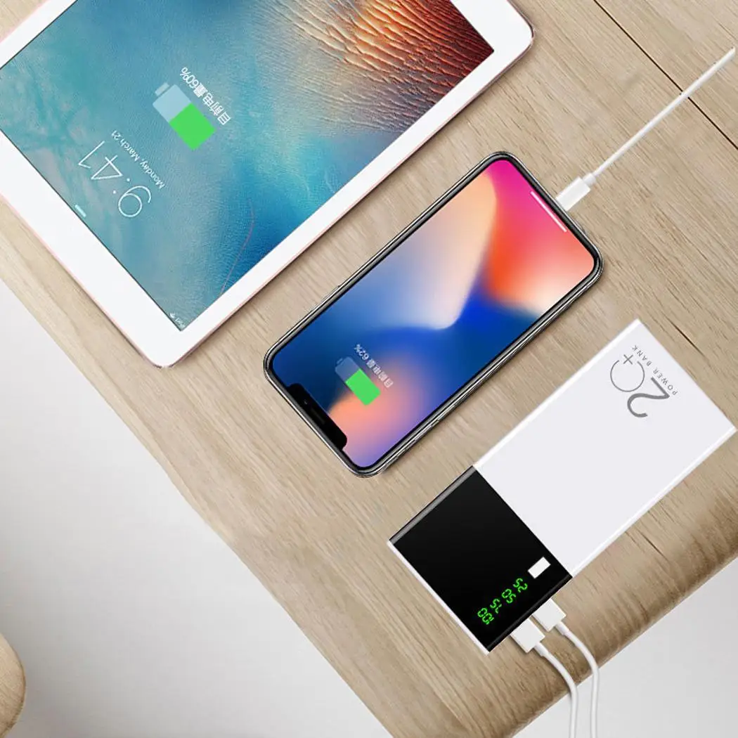 Портативный Мощность банка 6000 8000 10000 мА/ч два Порты usb Быстрая зарядка