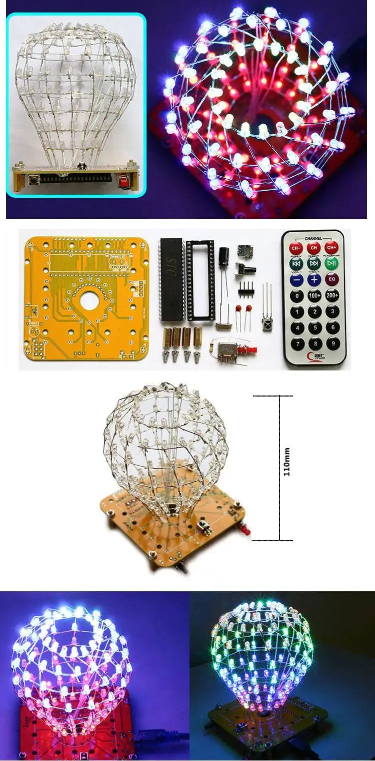 CLAITE DIY Электронный набор для друзей подарок цветной шар DIY 3D светодиодный светильник куб 16x9 рекламный светильник светодиодный музыкальный набор