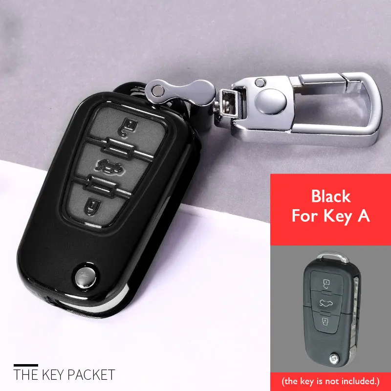 Key A- Black Чехол для ключей из ТПУ для Roewe 350 360 750 W5 MG5 MG7 MG GT GS Roewe RX5 3 кнопки Складной Дистанционный чехол для ключа чехол сумка для ключей - Название цвета: Key A- Black