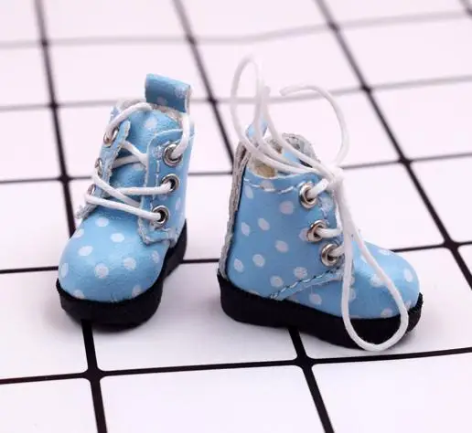 blue 1 пара милых кукольных ботинок martin в горошек для Blyth, Pullip, Barbies 1/6 аксессуары для кукольной обуви - Цвет: blue