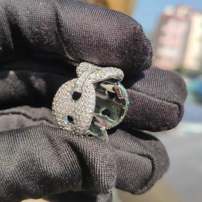 Hip Hop AAA CZ Zircon Paved Bling Iced Out Coffee Beans Rings Marine Link Chain Cubic Ring for Men Women Jewelry Dropship | Украшения и