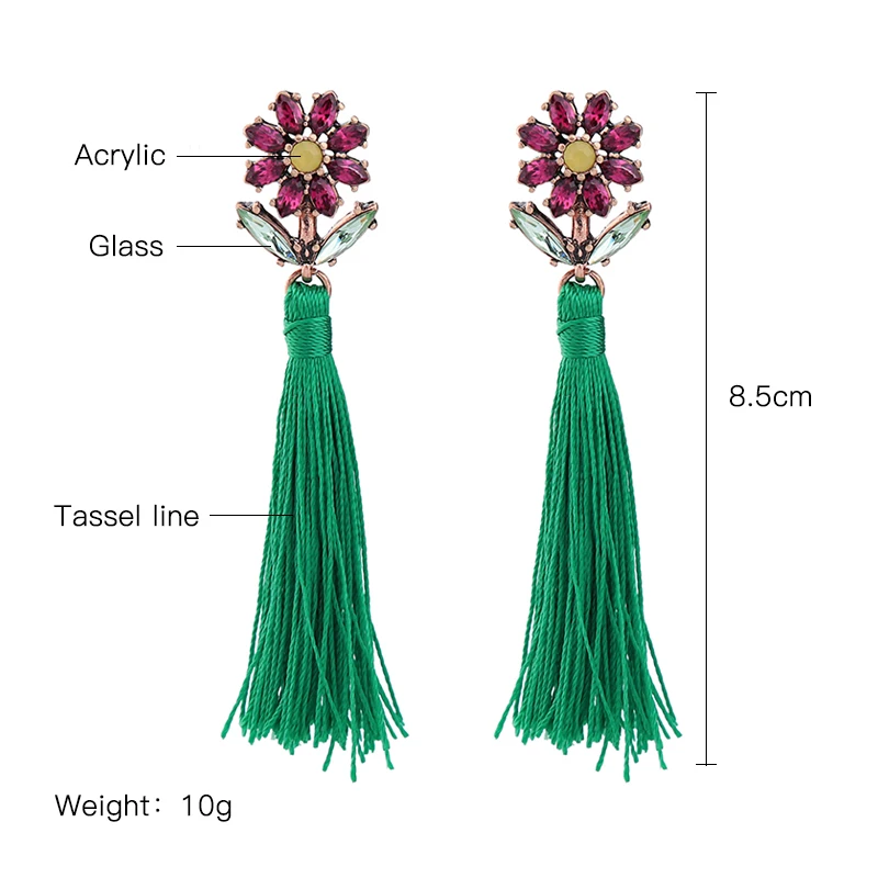 2019 новые розовые и зеленые серьги с кисточками акриловые цветы висячие кольца