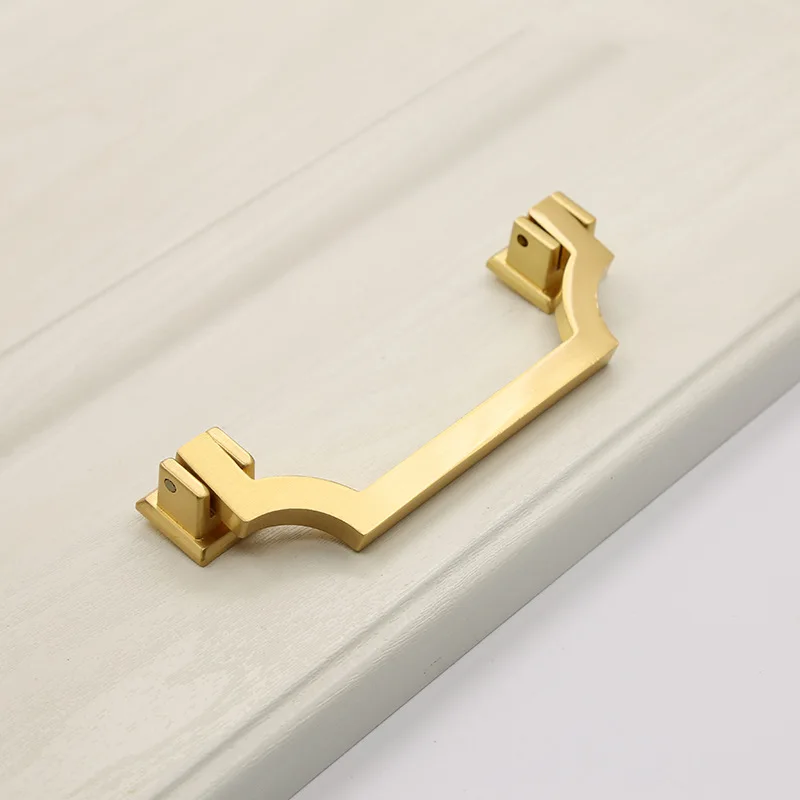 JD New Chinese Zinc Alloy Door Wardrobe Brushed Brass Door Handle Gold Cabinet Drawer Door Handle Furniture Handle Hardware