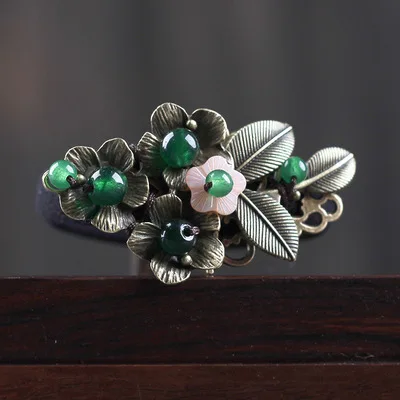 9 дизайн старый китайский ветер cloisonne lapis Цветы hairband, халцедон этнические аксессуары для волос, классические Винтажные Украшения для волос - Окраска металла: Имитация родиевого покрытия