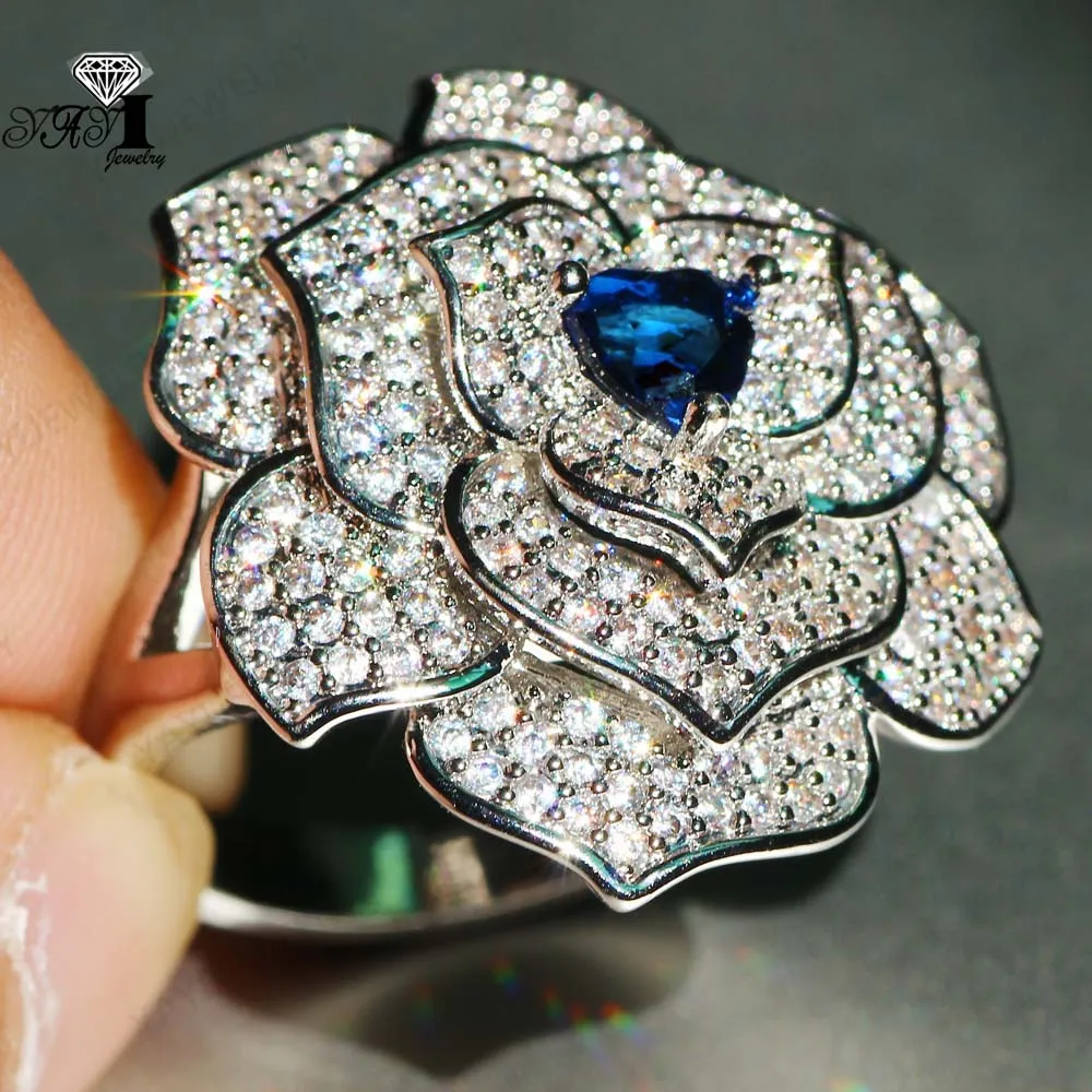 Ювелирные изделия YaYI огранка Принцесса 4.3CT Синий Циркон серьги из серебра