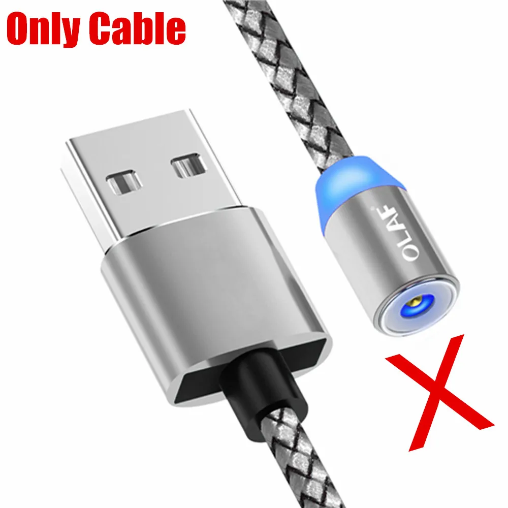Only Cable No Plug Магнитный usb-кабель OLAF 1 м для iPhone X Xs Max Xr 8 7 6 Быстрый зарядный Магнит Micro USB type C кабель для samsung S9 huawei Xiaomi - Цвет: Only Cable No Plug
