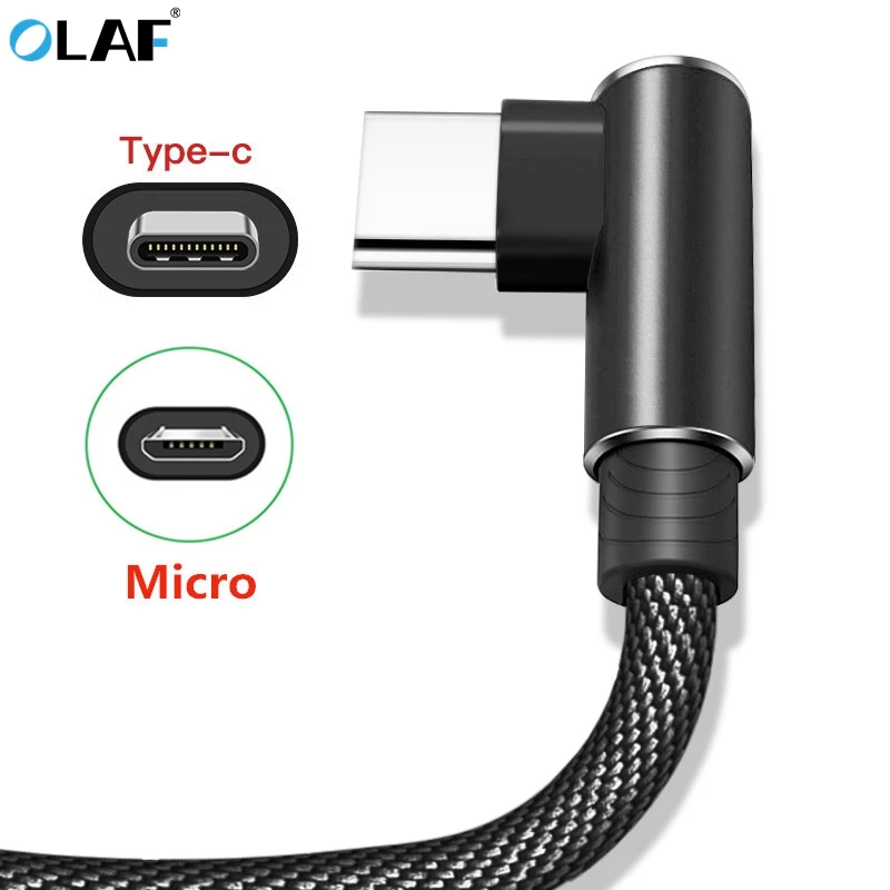 Кабель OLAF USB Type C 90 градусов для быстрой зарядки usb c кабель передачи данных
