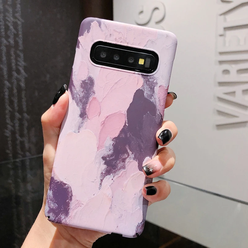 YHBBCASES ретро-чехлы с масляной росписью для samsung S10 S8 S9 Plus, разноцветный жесткий чехол для телефона с каракулями для samsung Note 10 8 9