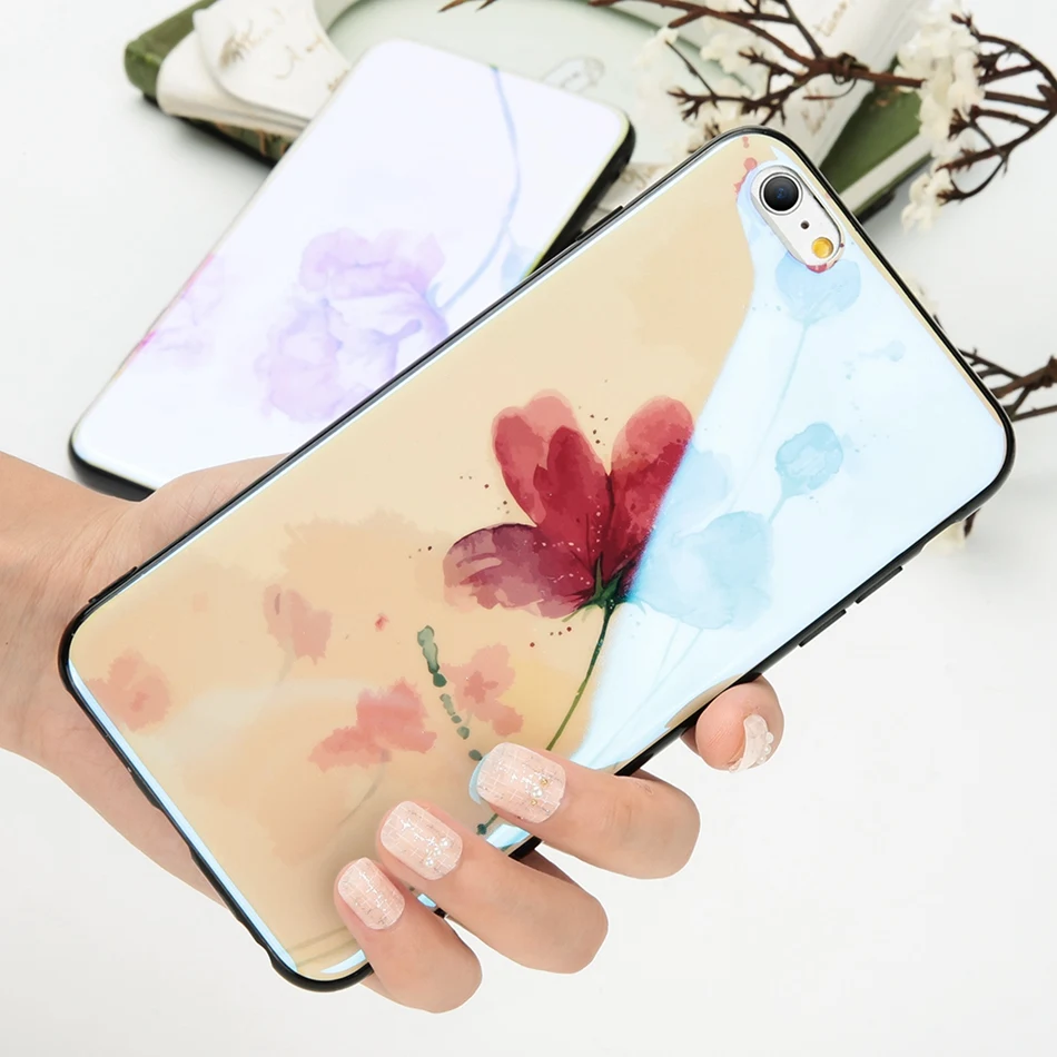 KISSCASE Phone Case For iPhone 7 8 X XR Cover 6 6S Plus Cases Blue Light Soft Silicone Capinha Ink Painting |